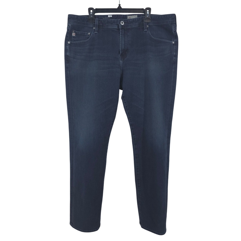 Adriano Goldschmied Slim Straight Mid Rise Dark Wash Blue Denim Jeans Mens 40x34